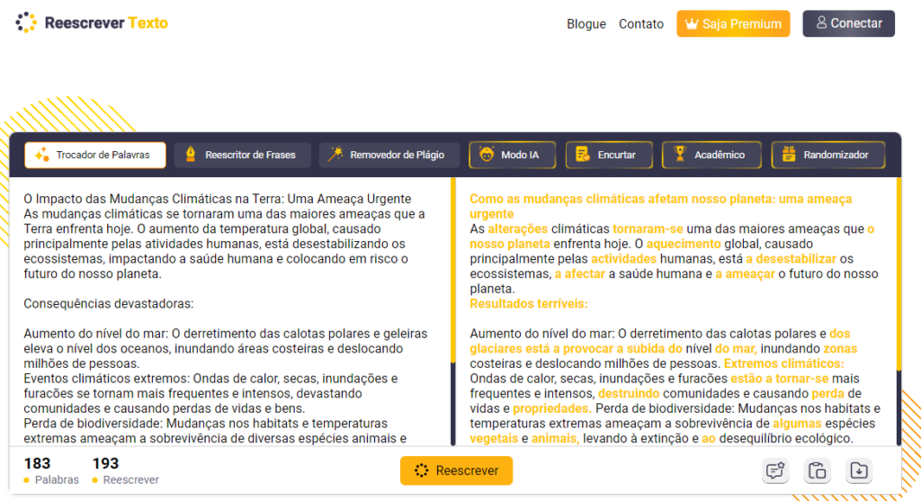 Reescrevertexto.net - Revisão da melhor ferramenta de reescrita de texto em português