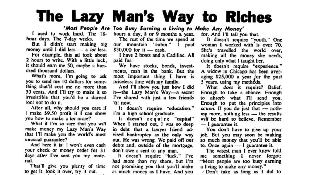 Joe Karbo - anúncio lendário: The Lazy Man’s Way To Riches